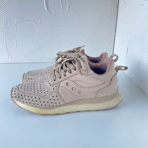 Womens Suede Perforated Casual Sneakers - Blush, Sand